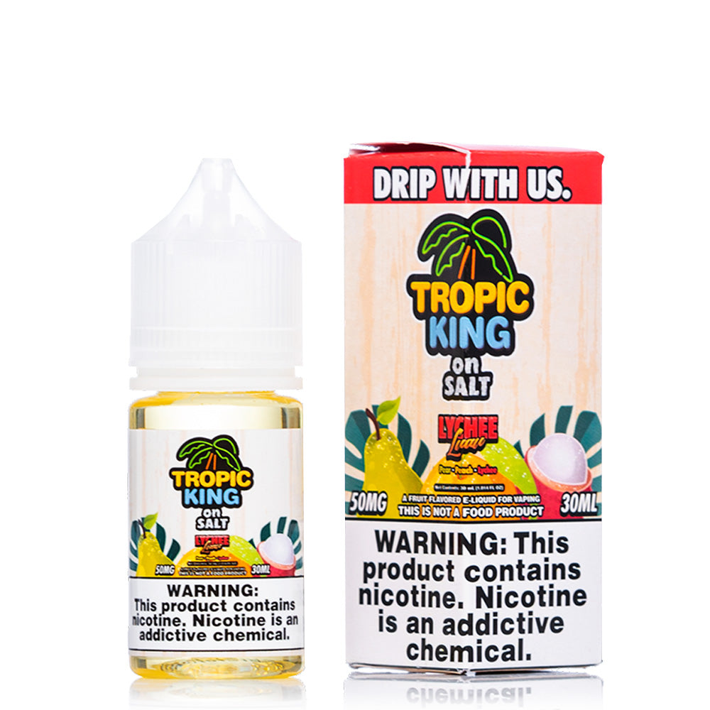 Tropic King-on Salt Lychee Luau Bottle & Box View | 30ml Nic Salt Vape Juice