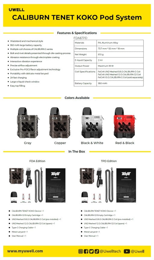 Uwell Caliburn Tenet Koko Pod System